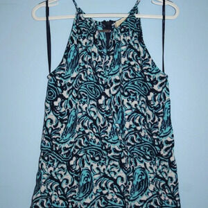 Michael Kors Spaghetti Strap Tank Top with Zipper Back Closure Swirl Print